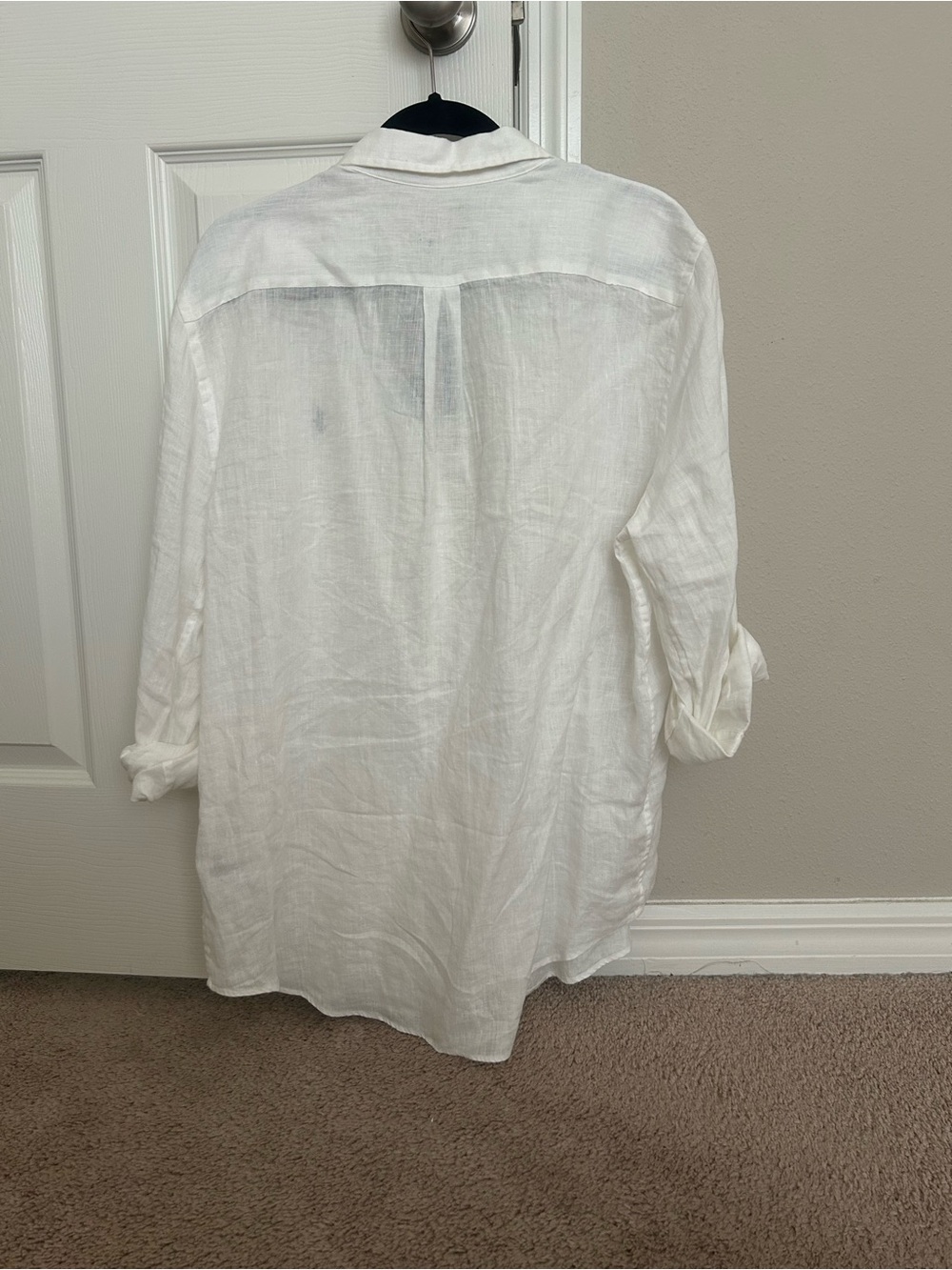NWT Polo by Ralph Lauren White Linen Button-Down Shirt with Navy Pony - Picture 2 of 5
